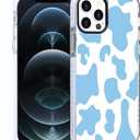 for iPhone 12 Pro Max Case - Blue Cow Print Pattern Phone case - TPU Shock Absorption Protection Phone Cover Case