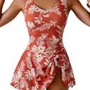 Aidonger One Piece Swim Dress Swimsuits for Women Tummy Control Swimdress Skirt Bathing Suit, S