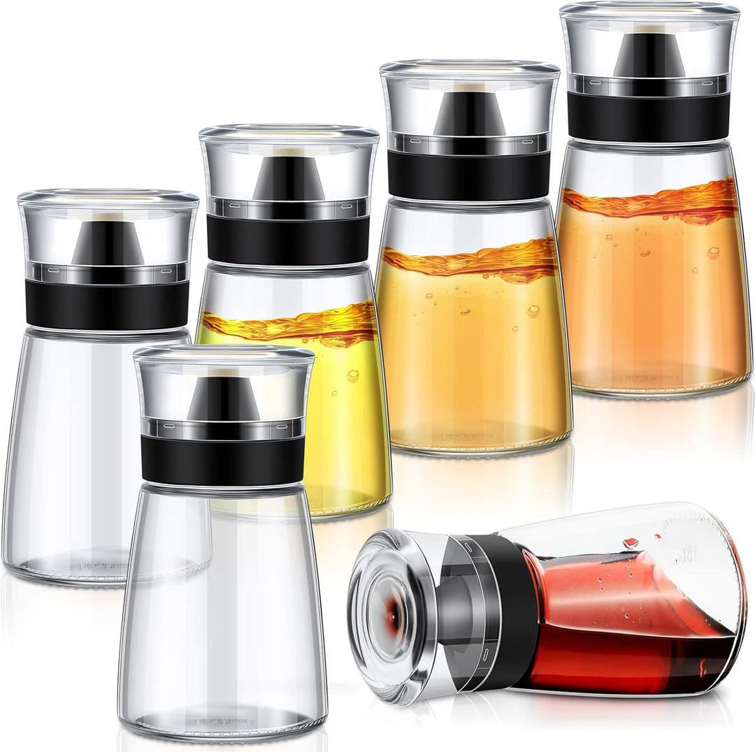 Nuanchu 6 Pcs Outdoor Oil Dispenser Bottle for Camping 5.4 oz Leakproof Cruet Dispenser Set Small Glass Soy Sauce Bottles Seasoning Bottle Vinegar Cruet for Picnic Kitchen Barbecue Frying Picnic