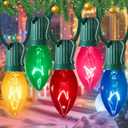 C7 Multicolor Christmas Lights Vintage Christmas Tree Lights Indoor Outdoor, 25 Feet Clear Colorful Xmas Light with 25Pcs E12 Base Bulbs, for Christmas Decorations for Home Tree Yard Porch Stair