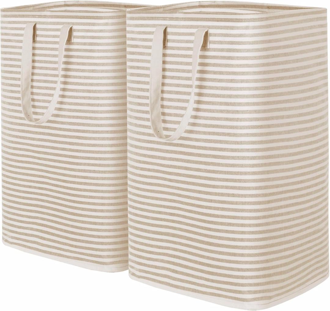 Lifewit 2 Pack Laundry Hamper Large Collapsible Laundry Baskets, Freestanding Waterproof Clothes Hamper with Easy Carry Handles in Laundry Room Bedroom Bathroom College Dorm, Beige, 2 x 80L