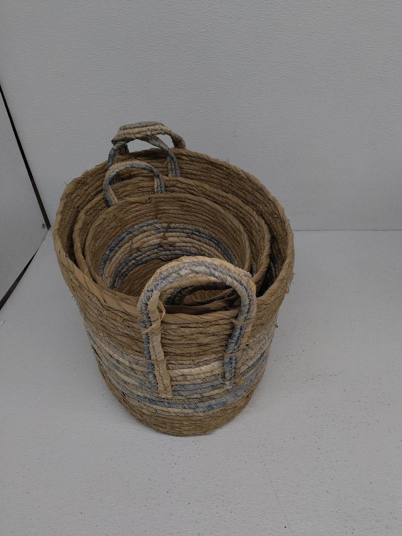 Striped with Handles Baskets 3 Pack 11x17, 10x13, 9x11 Inch