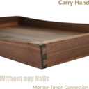 28 x 18 Inches Large Rectangle Curved Black Walnut Wood Ottoman Tray with Handles, Serve Tea, Coffee, Classic Wooden Decorative Serving Tray