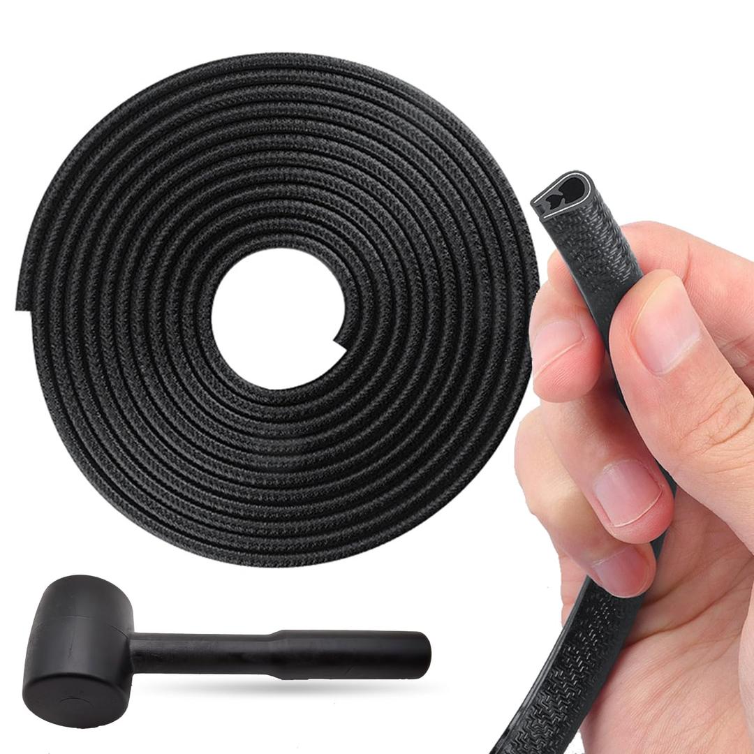 Car Door Edge Guards Black, 32.8Ft(10M) Car Door Edge Protector Rubber U Shape Edge Trim Universal Fit for Jeep Trucks Offroad SUV All Vehicles with Rubber Mallet(Black 32.8FT)
