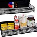 Bruda 2 Pack Large Magnetic Shelves Spice Rack Organizer for Washing Machine, Fridge, Refrigerator, Oven, Coffee Maker, Metal Peg Board 009