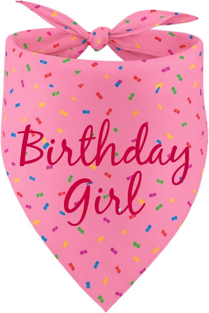 Birthday Girl Dog Bandanas Pink Dog Scarfs for Puppy, Pet Scarves HBD Bandanas for Small Medium Large Dogs, Puppy Birthday Party Supplies