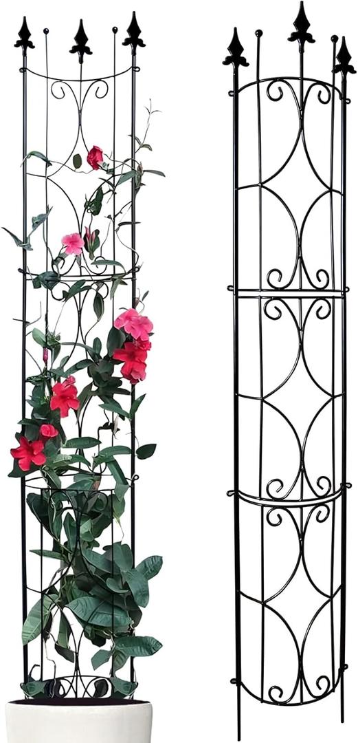Garden Trellis 2 Pack 72'' H x 12'' W Metal Plant Trellis Indoor/Outdoor Metal Garden Trellis Plant Trellis for Potted Plants Climbing Houseplants Flowers (Black)
