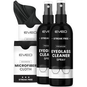 EVEO Eyeglass Cleaner Spray - Glasses Cleaner No Streaks Technology & Microfiber Cleaning Cloth - Glasses Cleaning Kit, Eye Glass Cleaners Spray Lens Cleaner - Screen & Eye Glasses Kit - 1 Pack