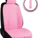 ENOGE Linen Car Seat Covers Front Seat Covers Breathable Cloth Fabric Car Seat Protector Universal Fit Most Automotive, Van, SUV, Trucks(Pink, 1 Front Set)