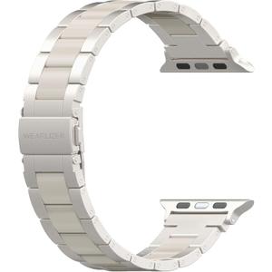 Wearlizer Starlight Resin Compatible with Apple Watch Bands 38/40/41/42mm Womens, Wristbands Gold Stainless Steel Replacement Classic Strap Bracelet iWatch Series 11 10 9 8 7 6 5 4 3 SE/Ultra 3 2 1