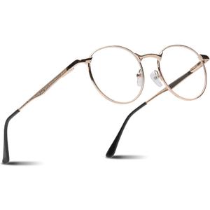 2SeeLife Round Metal Wire Rimmed Reading Glasses for Men & Women  MediumWide Fit, Durable, Spring Hinges, Premium Readers, Gold, +2.75