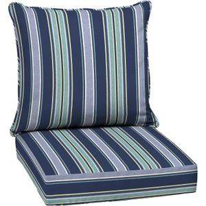 Arden Outdoor Deep Seat Cushion Set, 24 in x 24 in, Weather-Proof, Rain-Proof, Fade Resistant Patio Cushion for Chair, Sofa, and Couch Sapphire Aurora Blue Stripe