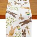 QINJIEJIE Rabbit Carrots Easter Table Runners Bunny Easter Table Runner, Holiday Table Runners Spring Seasonal Kitchen Dining Table Decoration for Home Party Decor