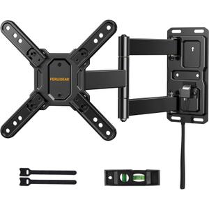 Perlegear Lockable RV TV Mount for 13–43 inch TVs up to 44 lbs, Full Motion RV TV Wall Mount with Swivel, Tilt, Pull Cord Lock, RV TV Mount for Camper, RV, Motorhome, Max VESA 200x200mm, PGLRVF2