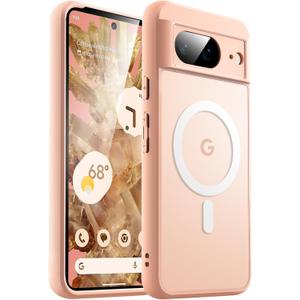 JETech Magnetic Case for Google Pixel 8 6.2-Inch 2023, Compatible with MagSafe, Translucent Matte Back Shockproof Phone Cover (Rose)