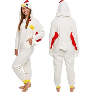 Funziez! Slim Fit Adult Onesie - Animal Halloween Costume - Plush Unisex One Piece Cosplay Suit for Women and Men, Yellow Large