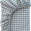 Plaid Fitted Sheet Twin/Single Soft Washed Cotton Small Double Bedding Sheet Queen/King Deep Pocket Bottom Sheet Super King Mattress Cover for Boy Girl Men Women (Color : G, Size : 150x200+20cm)