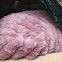 Faux Fur Fluffy Dusty Rose Reading Pillow with Pockets, Luxury Striped Plush Decorative, Arm Rests and Back Support for Bed Rest, Lounging on Sofa, Extra Large Size for Adult.