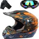 ATV Helmet,Womens ATV Helmet, 4 Wheeler Helmets for Adults,Motocross Helmet Women, Street Riding Dirt Bike Helmets, utv Helmets for Adults DOT Approved(Orange, Large)