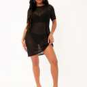 MakeMeChic Women's Swimsuit Cover Ups Beach Swimwear See Through Sheer Mesh Dress