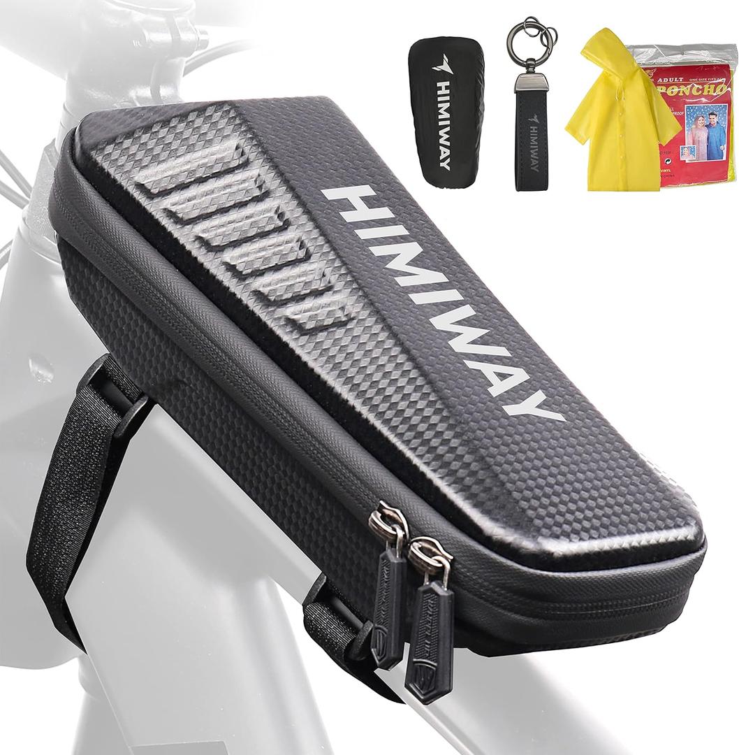 Himiway Bike Top Tube Bag EVA Hard Shell Bike Frame Bag IP65 Waterproof Bike Rack Bag Carbon Pattern PU Bicycle Top Tube with Logo Reflective Bike Bag Frame Large Capacity Fit Most Bike Frame