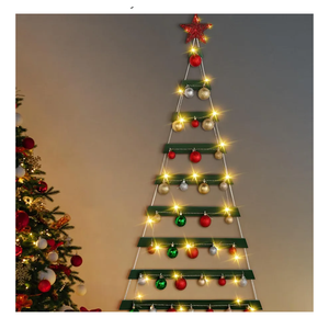 VAIPI 60 in Wall Hanging Christmas Tree with Lighted Christmas Wall Decor Green Wooden Flat Hanging Xmas Tree for Holiday 60'' x 30''