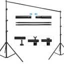 HYJ-INC Photography Umbrella Lighting Kit with 85w Led Bulb,Muslin Backdrop (White Black), Backdrop, Clips Clamp,8.5 * 10ft Photo Background Photography Stand System for Photo Video Studio Shooting