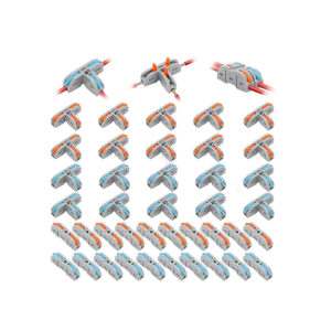 Linkstyle 40PCS Lever Wire Connectors Kit 28-12 AWG, 3 Way T Shape Wire Connectors Electrical Splicing Kit and 1 in 1 Out DIY Mini Compact Wire Conductor Quick Splitter