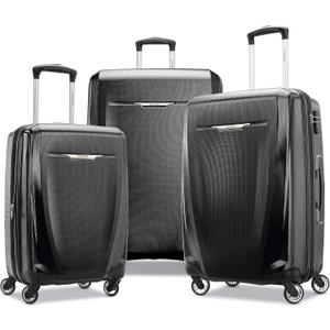 Samsonite Winfield 3 DLX Hardside Expandable Luggage with Spinners, Black, 3-Piece Set (20/25/28)