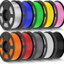 JAYO PLA+ Filament 1.75mm,3D Printer Filament PLA Plus Dimensional Accuracy +/- 0.02 mm, 1.1 Kg Per Spool, Black+White+Gray+Blue+Red+Green+Orange+Yellow+Pink+Transparent of 10