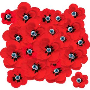 24 Set Halloween Decoration 6-12 Inch Large Poppy Flowers with Horror Props Artificial Crepe Paper Flowers Scary Props for Halloween Indoor Outdoor Wall Table Parties Backdrop Decor(Red)