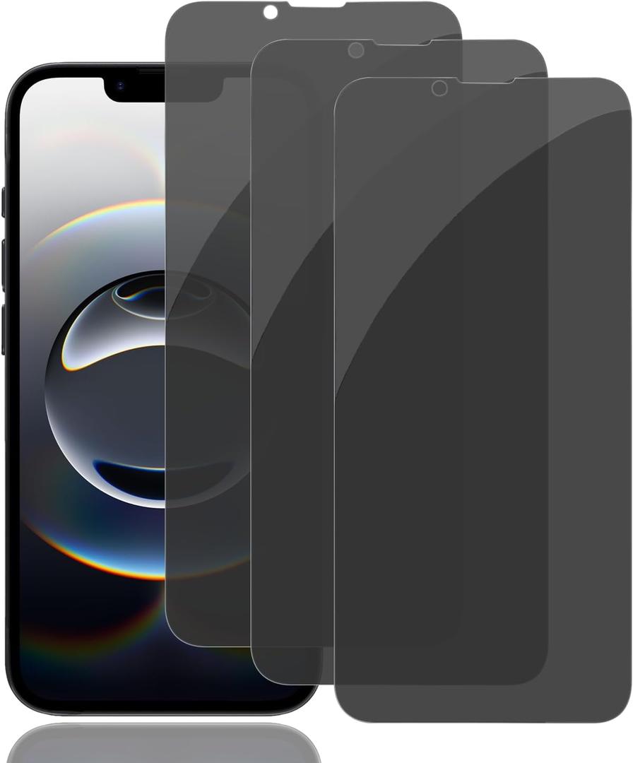 PEHAEL 3Pack for iPhone 16e/14/13/13 Pro Privacy Screen Protector Full Coverage Anti-Spy Tempered Glass Film 9H Hardness Upgrade Edge Protection Easy Installation Bubble Free [6.1 inch]