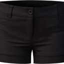 MixMatchy Women's Casual Body Enhancing Comfort Cuffed Shorts with Pockets Black, L