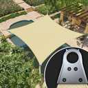 Amgo 22' x 22' Beige Rectangle Super Ring Sun Shade Sail UPF50+ AGSRR Canopy Awning Shades for Patio, Commercial Standard, 260 GSM Heavy Duty, 98% UV Blockage