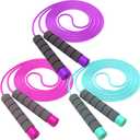 Jump Rope For Kids,Jump Rope Kids,Adjustable Soft Skipping Rope,Toddler Jump Rope With Skin-Friendly Foam Handles For Kids, Boys,Girls,Women, Men,Exercise Activity,Outdoor Fitness (Rose Pink+Purple+Blue)