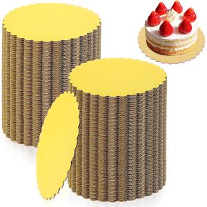 120 Pack 6 Inch Disposable Gold Cake Boards, Round Cake Circle Base Boards, Cake Plate Scalloped Bases Coated Cake Boards Circle Cake Trays for Cake Dessert Party Supplies