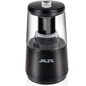 JARLINK Electric Pencil Sharpener, Heavy-Duty Helical Blade to Fast Sharpen, Auto Stop for No.2/Colored Pencils(6-8mm), AC Adapter/Battery Operated in School Classroom/Office/Home (Black)