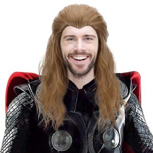 PARTY ZONE Long Brown Cosplay Wig For Men - Full Head Wavy Curly Role Play Anime Wigs for Party Hair Aquaman Moses Halloween Costume Wig Brown