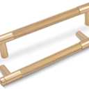 5 Pack Knurled Cabinet Pulls 3 Inch (76mm) Hole Center Kitchen Cabinet Handles Polished Gold for Drawer Dresser, Cupboard and Wardrobe Aluminum Hardware KL-PG76-5