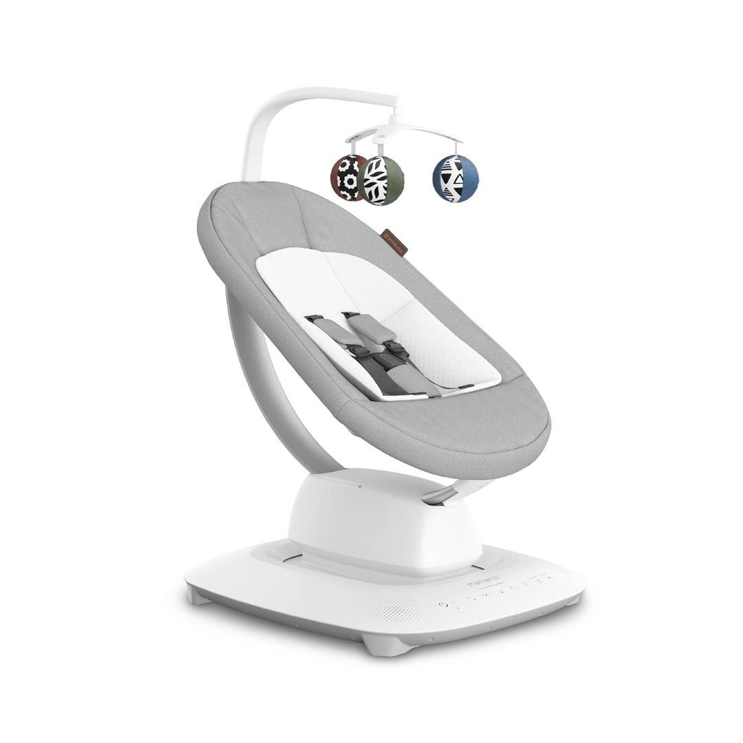 UPPAbaby Mamaroo Smart Swing Customizable Soothing Modes with MotionSync Technology Infant Recline + Bluetooth Enabled Included Newborn Insert Stella (Grey Mlange)