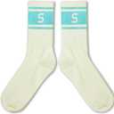 Blue and Off-white Striped Socks with The Letter (White)