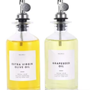 Molimoli Olive x2 Oil Dispenser Glass Bottle 350ml for Kitchen. Silver Weighted Pourer 2.72"W x 8.62"H