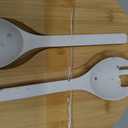 ECOWAY Melamine Salad Bowl with Bamboo Lid & Servers, Bamboo Fiber Salad Serving Bowl 4Qt, Salad Mixing Utensils with Tongs Spoon for Salad, Fruit, Soup, Vegetables, Pasta, Dessert Bowls, 9.84 Inches