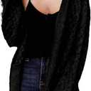 Dokotoo Women's 2024 Fashion Casual Open Front Long Sleeve Chunky Cable Knit Cardigans Sweaters Outerwear Coats with Pockets (Black), S