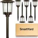 Solar Pathway Lights Outdoor - Pack of 6, 6 Lumens Warm White LED, Bronze Aluminum & Stainless Steel Weather-Resistant Outdoor Solar Lights for Yard, Garden, Walkway Lighting - Easy Stake Installation
