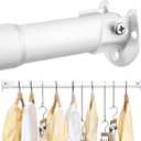 FIRJOY Closet Rods for Hanging Clothes - Heavy Duty, Length Adjustable (White, 18.5" - 28")