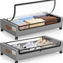 LAMU Under Bed Storage with Wheels, 2 Pack Under Bed Storage Containers with Clear Lid, XXL 60L Underbed Storage Bins, Rolling Under Bed Metal Drawers for Clothes, Blankets, Shoes, Grey