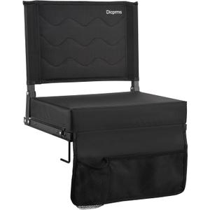Stadium Seats for Bleachers with Back Support, Bleacher Chairs with Back and Cushion Bleacher Seats Portable Stadium Seats Thick Padded Folding Chair Comfort for Sports Events Black