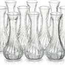 Glass Bud Vase Set of 10 - Hewory Small Vases for Flowers, Clear Bud Vases in Bulk, Cute Glass Vases for Centerpieces, Mini Floral Vase for Wedding, Events, Home Decor, Table Centerpiece