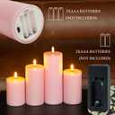LUSHARBOR Flameless Candles, 4 Pack Battery Operated Candles with Remote, Real Wax LED Fake Candles with Timer Flickering for Christmas Wedding Home Party D3 H 5" 6" 7" 9" Pink